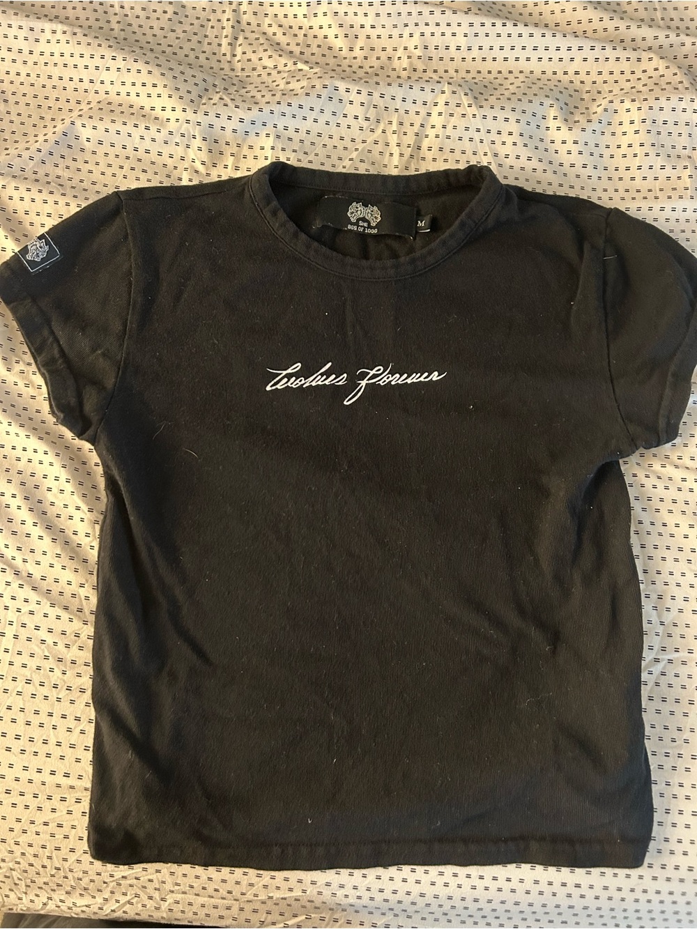 Darc Sport Black Baby Tee with White Script